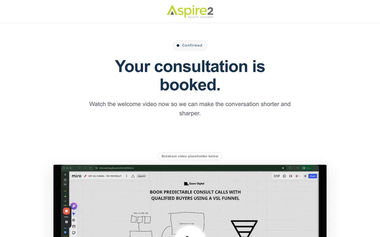 Confirmation page preview